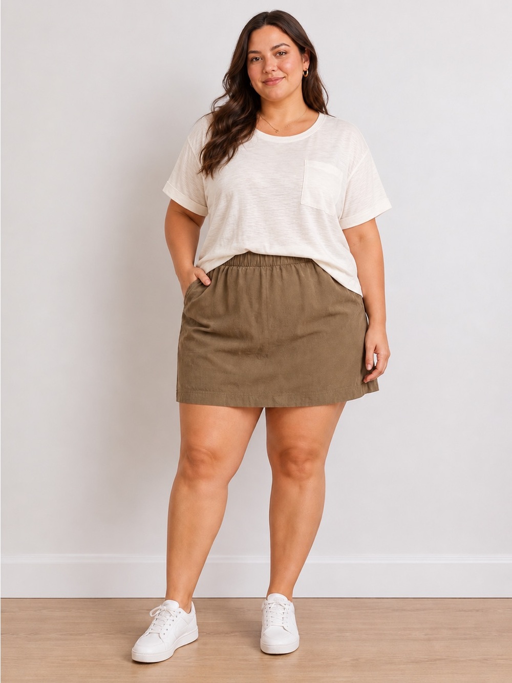 Old Navy Women’s tan pull on mini skirt size XL Modal/polyester